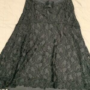 White House Black Market Embellished Black Midi Skirt